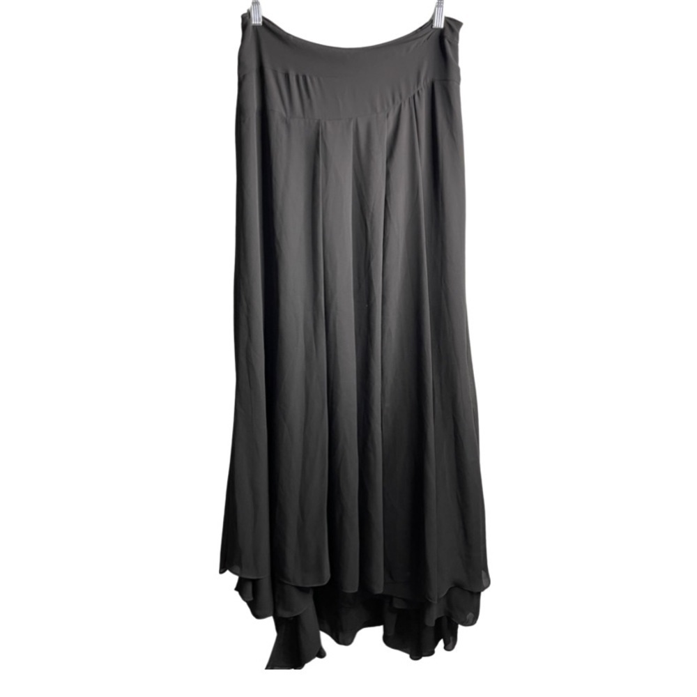 Valentina Shah Italy 2.0 vintage Maxi Chiffon size 6 waterfall hem black skirt